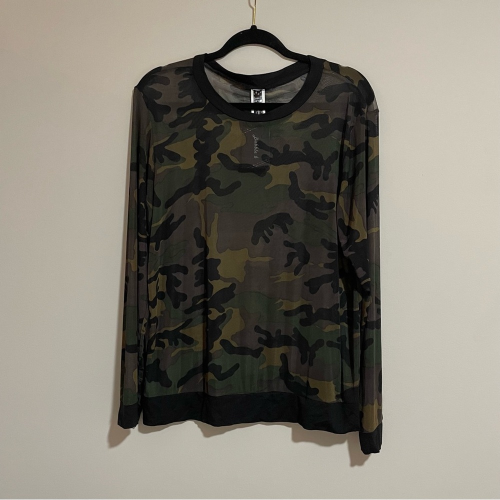 NWT! Plus Size 3X Camo Sheer Long Sleeve Bodycon Top